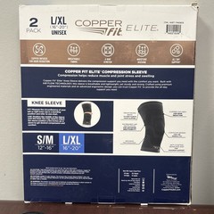 Copper Fit Elite Compression Knee Sleeve 2 Pack L/XL 16-20″ Airflow Technology