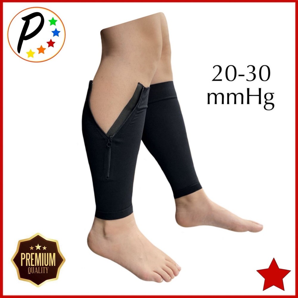 🔴 Presadee Premium Footless 20-30 mmHg Firm Compression Leg Calf Zipper Sleeves