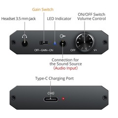 Portable Headphone Amplifier 3.5mm Neoteck Two Stage Gain Switch Black NEW