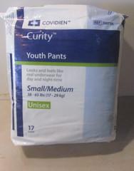 COVIDIEN CURITY YOUTH PANTS SMALL/MEDIUM 38-65 LBS UNISEX 17 COUNT (NEW)