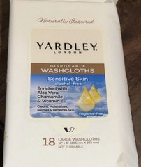 NEW/SEALED Yardley Disposable Washcloths Wipes Sensitive Skin/Aloe/Chamomile LOT