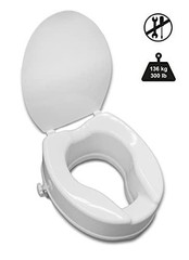 PEPE Mobility Raised Toilet Seat with Lid for Elderly 6″ High, Fits Round and El