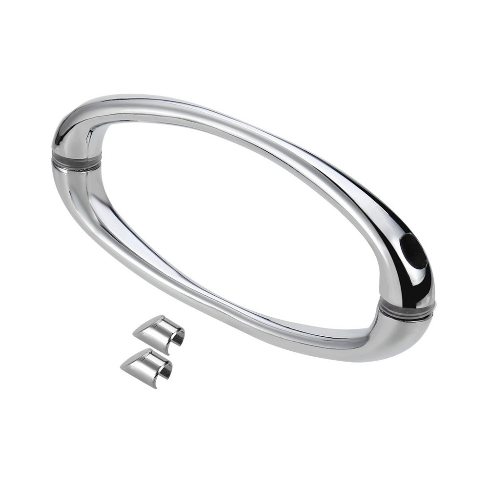 145mm Hole Center Zinc Alloy Shower Door Handle Polished Silver Tone