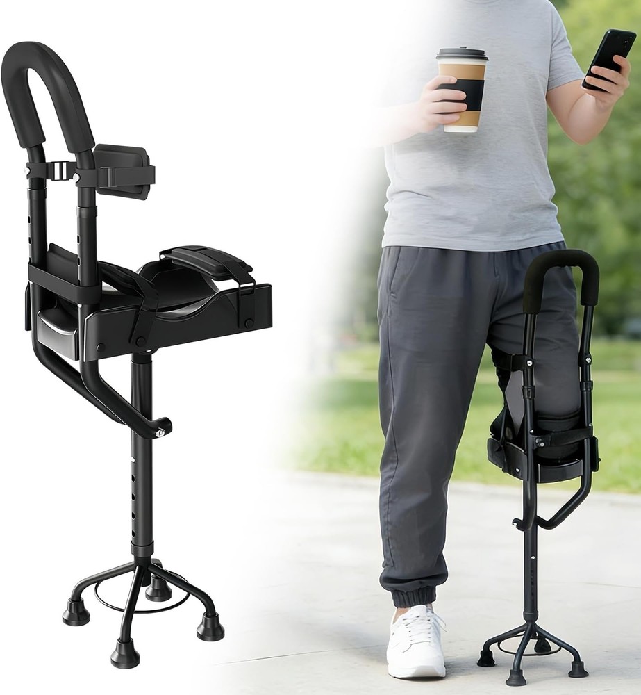 Hands Free Knee Crutch 4-Prong Base Leg Walker w/ Replacement Pad Set