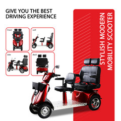 1000W 4-Wheel Heavy Duty Adjustable 3-Seat Electric Power Mobility Scooters