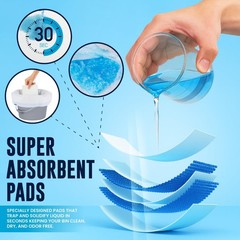60 PCS Portable Bedside Commode Bucket Liners Bags With Absorbent Pads Kit