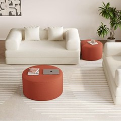 Bshomgi Nesting Coffee Table Set Of 2 Upholstered Round Corduroy Circle Foam