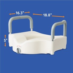 Medline Guardian Raised Toilet Seat w/Lock & Adjustable/Removeable Arms 400 lbs