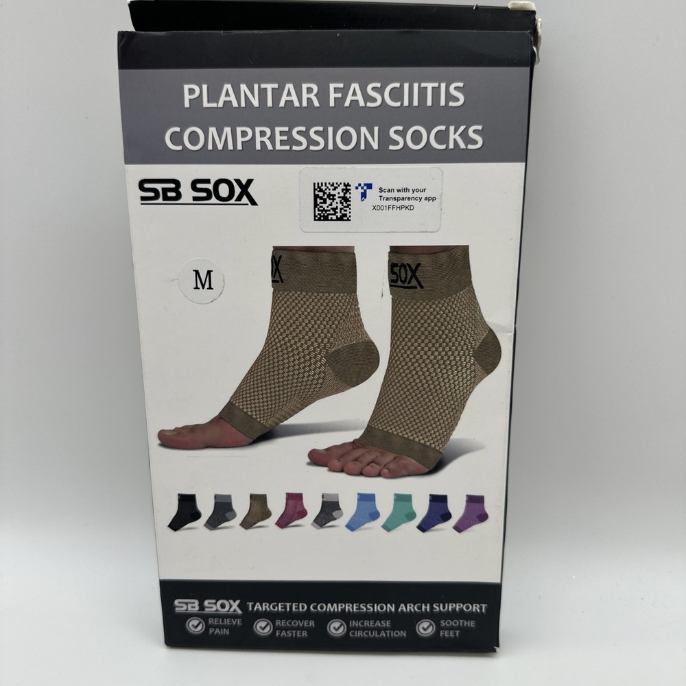 SB SOX Plantar Fasciitis Compression Socks Arch Support (Nude, Medium)