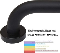Black Shower Grab Bar 16 Inch – 1.25″ Diameter 2 Pack Stainless Steel Bathroo…