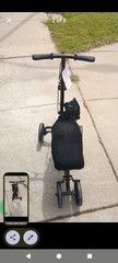 Black 4-Wheel Knee Walker Scooter w/ Handbrakes, Storage Bag, Indoor/Outdoor