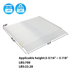 5.84″H 700lbs Capacity Threshold Ramp Bridge Portable Aluminum Angled Entry