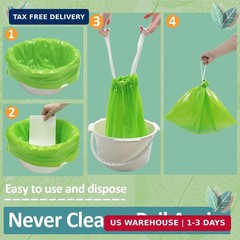 50 Pack Commode Liners with Absorbent Pads Disposable Toilet Chair Bucket Bags
