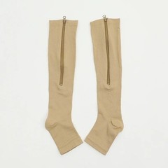 Open Toe Compression Socks 1 Pair Knee High Zipper Support Stockings Unisex