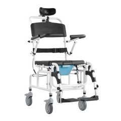 VEVOR Shower Wheelchair Bathroom Commode Wheelchair 17.5″w Seat 300lbs Capacity