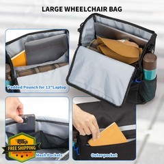 ZHCHG Wheelchair Bags Backpack Cup Holder Electric Walker Rollator Large Storage