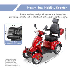 800W 4 Wheel Heavy Duty Mobility Scooter 60V 20Ah Battery Motor for Adult Senior
