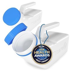 Urinals for Men Glow in The Dark Lid by Tilcare (2 Pack) – 32oz/1000mL Thick Pla