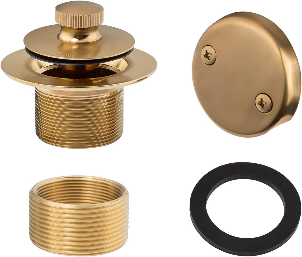 Lift & Turn Tub Trim Set with Two-Hole Overflow Faceplate, All Brass Bathtub Con