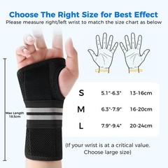 Ergonomic Carpal Tunnel Wrist Brace with 3 Splints, Breathable Support for Pain