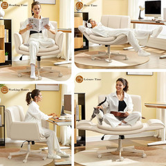 Adjustable Criss Cross Chair with Wheels & Armrests for Home & Office Use