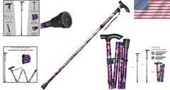 Portable Adjustable Folding Cane with Internal Wrist Strap & Ergonomic Grip