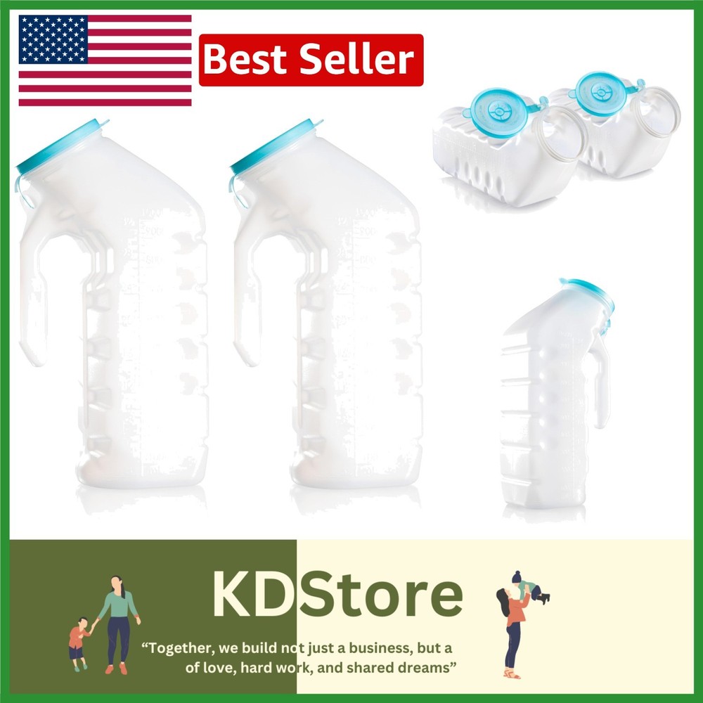 Men’s Portable Urinal Bottles 32oz 2 Pack Glow Lid Leak-Proof Travel