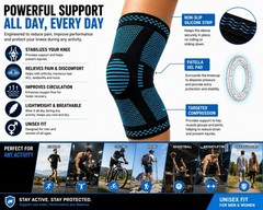PowerLix Knee Brace Compression Sleeve Support Running Gym Arthritis M