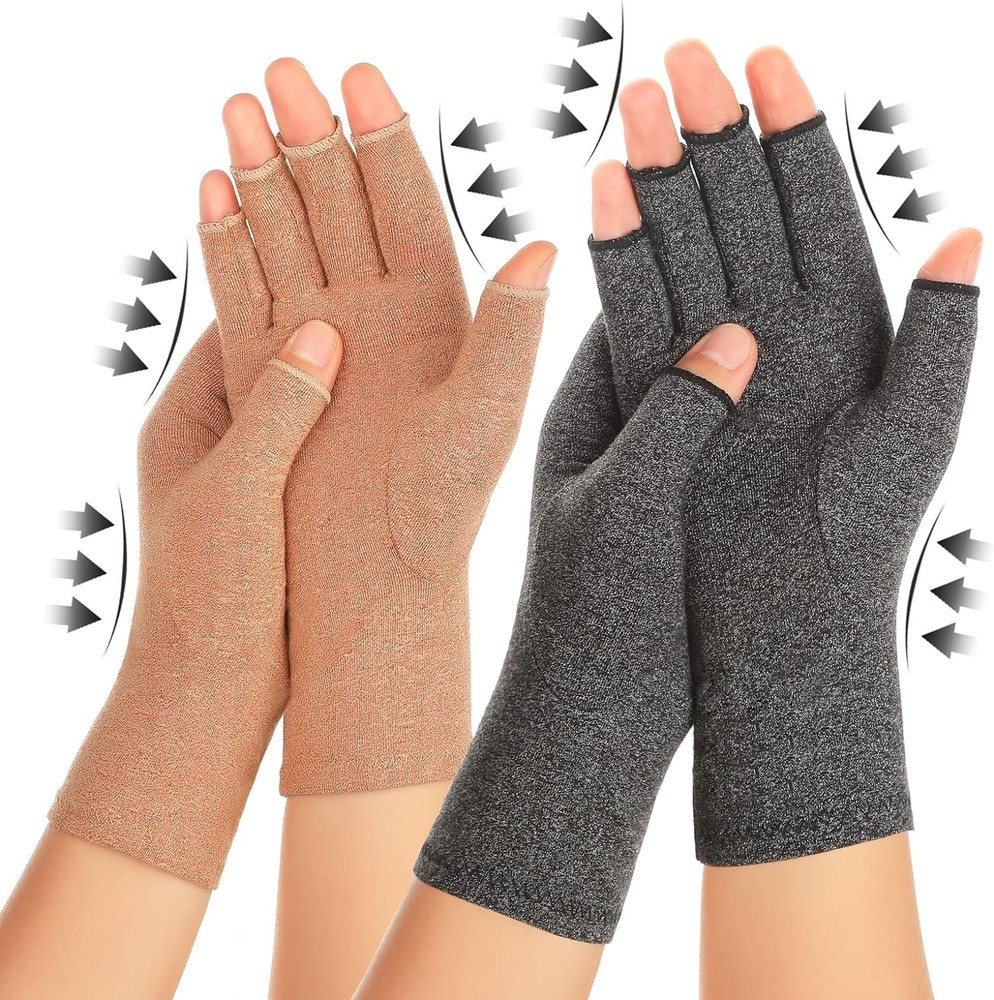 2 Pairs Arthritis Compression Gloves for Women Men, Carpal Tunnel Pain Relief, F