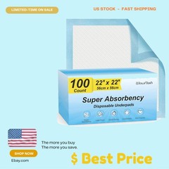 100 Count 22″x22″ Disposable Underpads, Super Absorbent & Leakproof