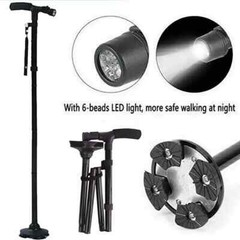 Folding Walking Cane for Seniors Men & Women with Non-Slip T Handle and Strap