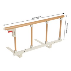 Foldable Bed Rail Aluminum Woodgrain 90 × 40 cm Fits 5-30 cm Mattresses