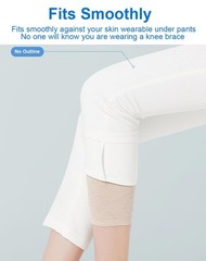 2 Pairs Knee Compression Sleeves for Women, Lightweight Short, Black+Beige