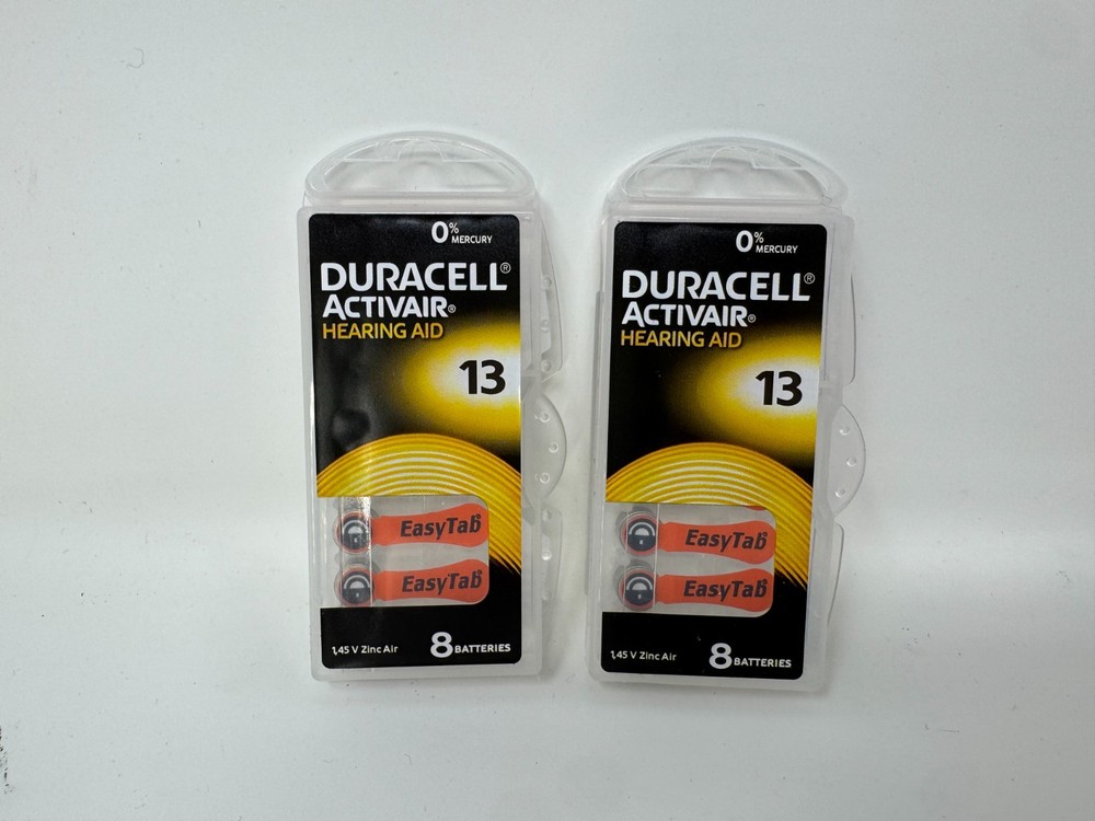 Duracell Activair Mercury Free Hearing Aid Batteries Size 13 2 Pack Exp 2029