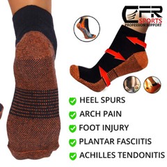 1-3 Pairs Copper Compression Socks Plantar Fasciitis Arch Ankle Running Support