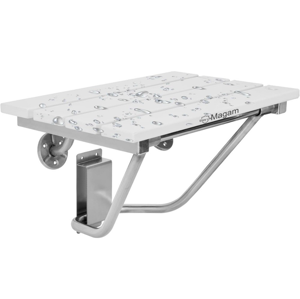 Magam Upgraded 18 Inch Folding Shower Seat Wall Mounted. Fold Down Shower Seat