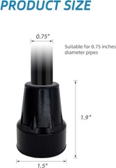Natural Rubber Cane Tips, 3/4 Inch, Metal Reinforced for Enhanced Grip – Black