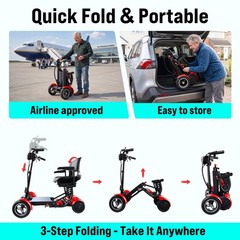 2*250W Dual Motor Foldable 4-Wheel Electric Mobility Scooter For Seniors Adults