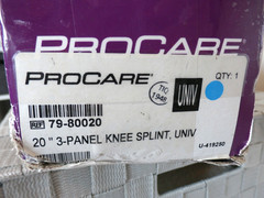 Procare 20 inch 3 panel Knee Splint Universal 7980020 Medical Leg Brace with Box