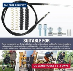 14Pcs Brake Cable Drive Rollator Replacement Parts, 45″ Brake Cable Roll