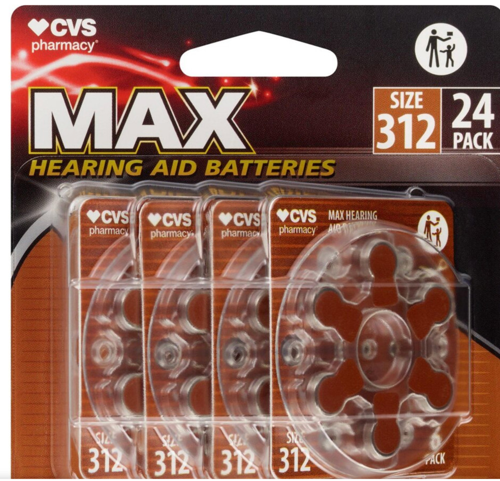 CVS Max 24 Pack earing Aid Batteries Size: 312 – BB 1/29. New 2K