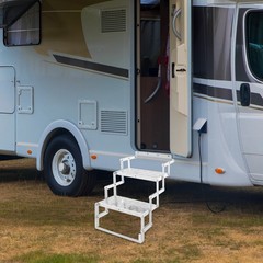 Aluminum Alloy Scissor Stairs Foldable Step Ladder 2 Steps Ladder for RV/Camper