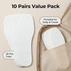 10 Pairs Disposable Shoe Liners Breathable Thin Insole 24 cm/9.5 Inch, White