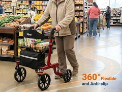 All Terrain Folding Rollator Walker for Seniors with Seat Lightweight Adjustable