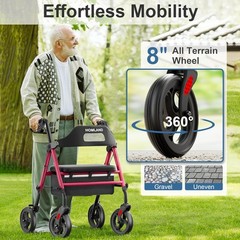 Foldable Rollator Walkers for Seniors with Seat, 16″ Enlarged Seat | 350 Lb Stur