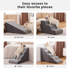Gardner Pet Dog Stairs For Small Dogs 16.5 H 2 In 1 Transformable 3-Step Pet