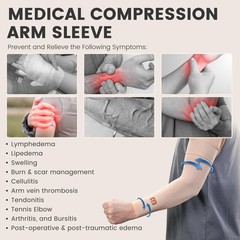 MGANG Lymphedema Compression Arm Sleeve for Women Men, Opaque, 15-20 mmHg Com…