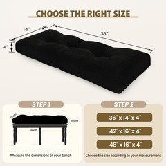 downluxe Indoor Bench Cushion for 36×14 Inch (Pack of 1), Black