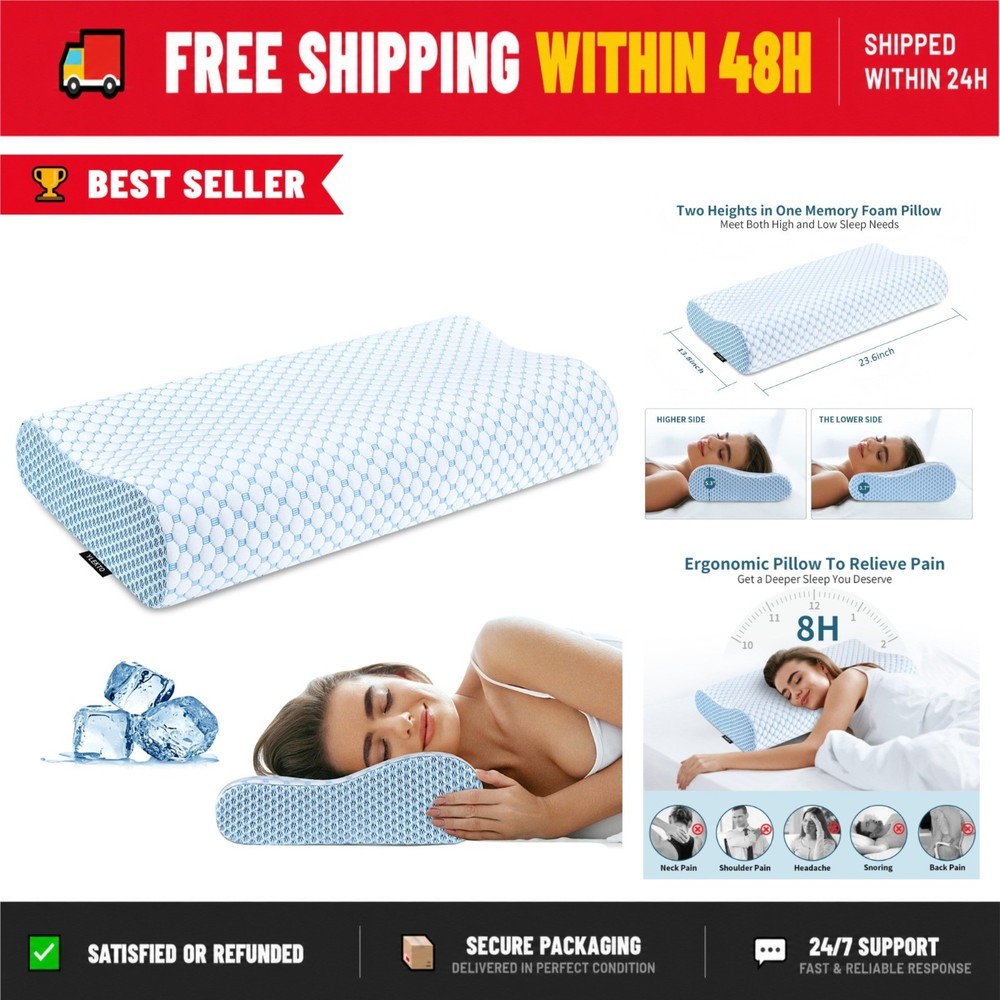 Cervical Pillow for Neck Pain Relief – Ergonomic Memory Foam Pillow