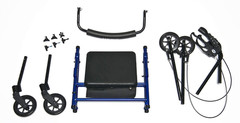 Lumex Height-Adjustable Rollator with Seat for Seniors – Blue Rolling Walker